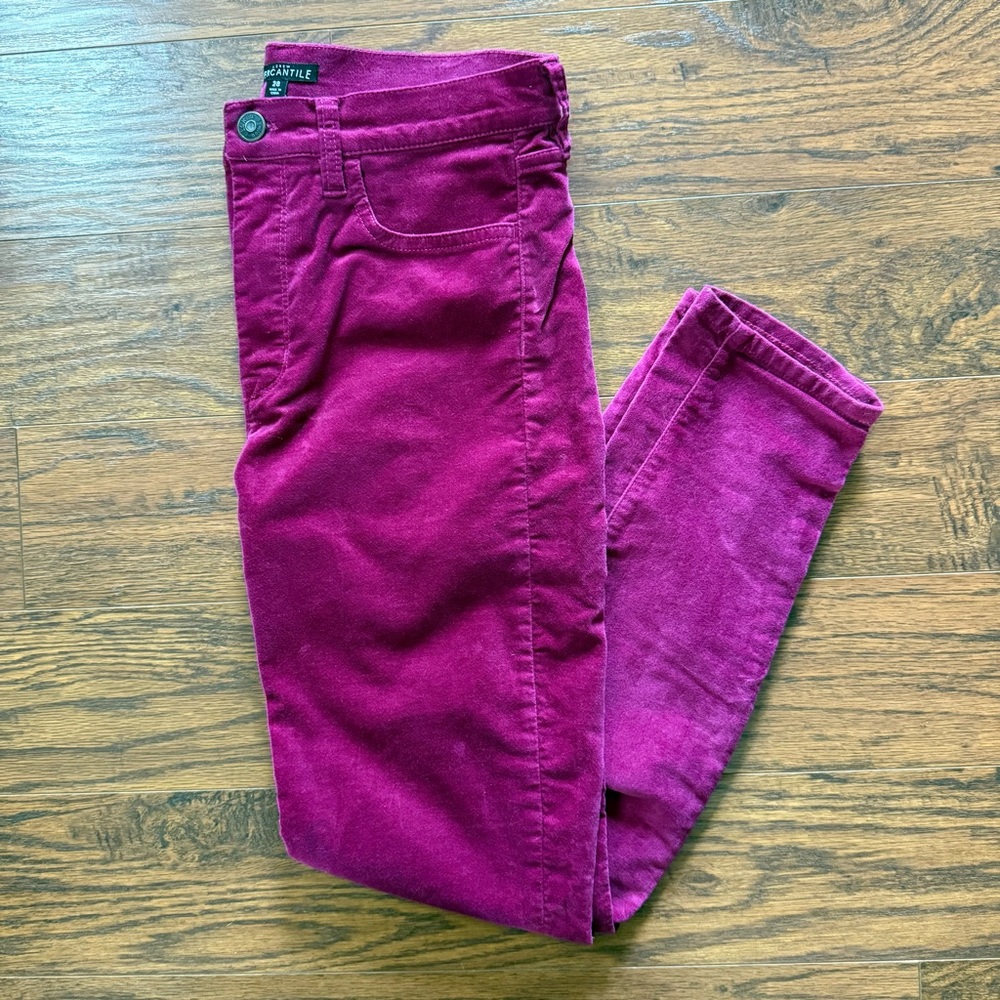 J. Crew Factory Midrise Velvet Skinny Jeans in Fresh Raspberry Size 28